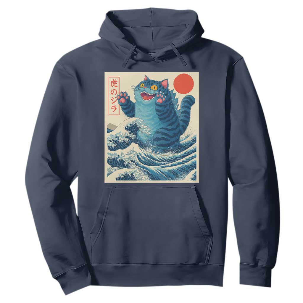 Blue Cat Giant Monster Japanese Art Hoodie Kawaii Demon Tiger Funny Kitty Dad Gifts TS10 Navy Print Your Wear