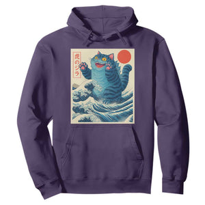 Blue Catzilla Cat Japanese Art Hoodie Kawaii Demon Tiger Funny Kitty Dad Gifts TS10 Purple Print Your Wear