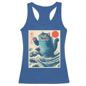 Blue Catzilla Cat Japanese Art Racerback Tank Top Kawaii Demon Tiger Funny Kitty Dad Gifts TS10 Royal Blue Print Your Wear