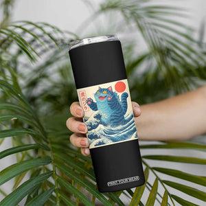 Blue Catzilla Cat Japanese Art Skinny Tumbler Kawaii Demon Tiger Funny Kitty Dad Gifts TS10 Print Your Wear