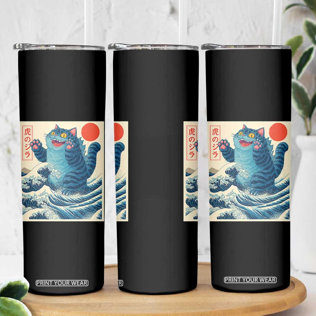 Blue Cat Giant Monster Japanese Art Skinny Tumbler Kawaii Demon Tiger Funny Kitty Dad Gifts TS10 Print Your Wear