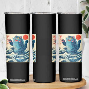Blue Catzilla Cat Japanese Art Skinny Tumbler Kawaii Demon Tiger Funny Kitty Dad Gifts TS10 Print Your Wear