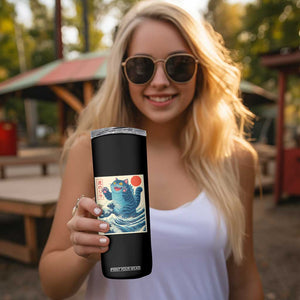 Blue Catzilla Cat Japanese Art Skinny Tumbler Kawaii Demon Tiger Funny Kitty Dad Gifts TS10 Print Your Wear
