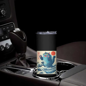 Blue Catzilla Cat Japanese Art Skinny Tumbler Kawaii Demon Tiger Funny Kitty Dad Gifts TS10 Print Your Wear
