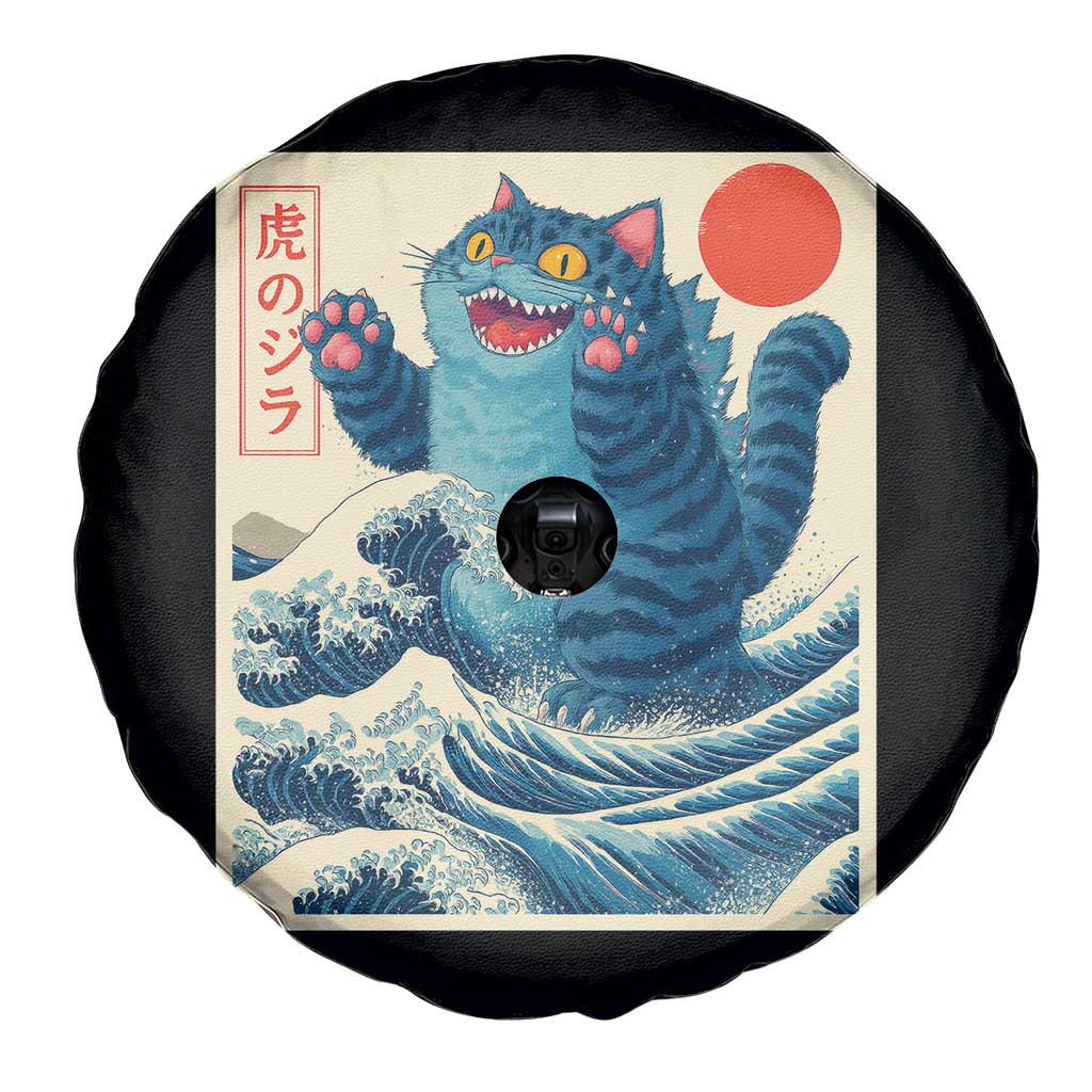 Blue Cat Giant Monster Japanese Art Spare Tire Cover Kawaii Demon Tiger Funny Kitty Dad Gifts TS10 Print Your Wear