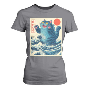 Blue Catzilla Cat Japanese Art T Shirt For Women Kawaii Demon Tiger Funny Kitty Dad Gifts TS10 Charcoal Print Your Wear