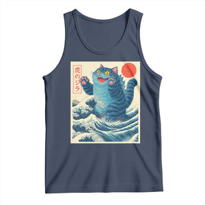 Blue Catzilla Cat Japanese Art Tank Top Kawaii Demon Tiger Funny Kitty Dad Gifts TS10 Navy Print Your Wear