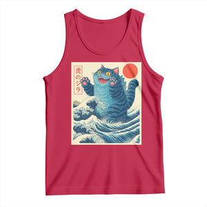 Blue Catzilla Cat Japanese Art Tank Top Kawaii Demon Tiger Funny Kitty Dad Gifts TS10 Red Print Your Wear