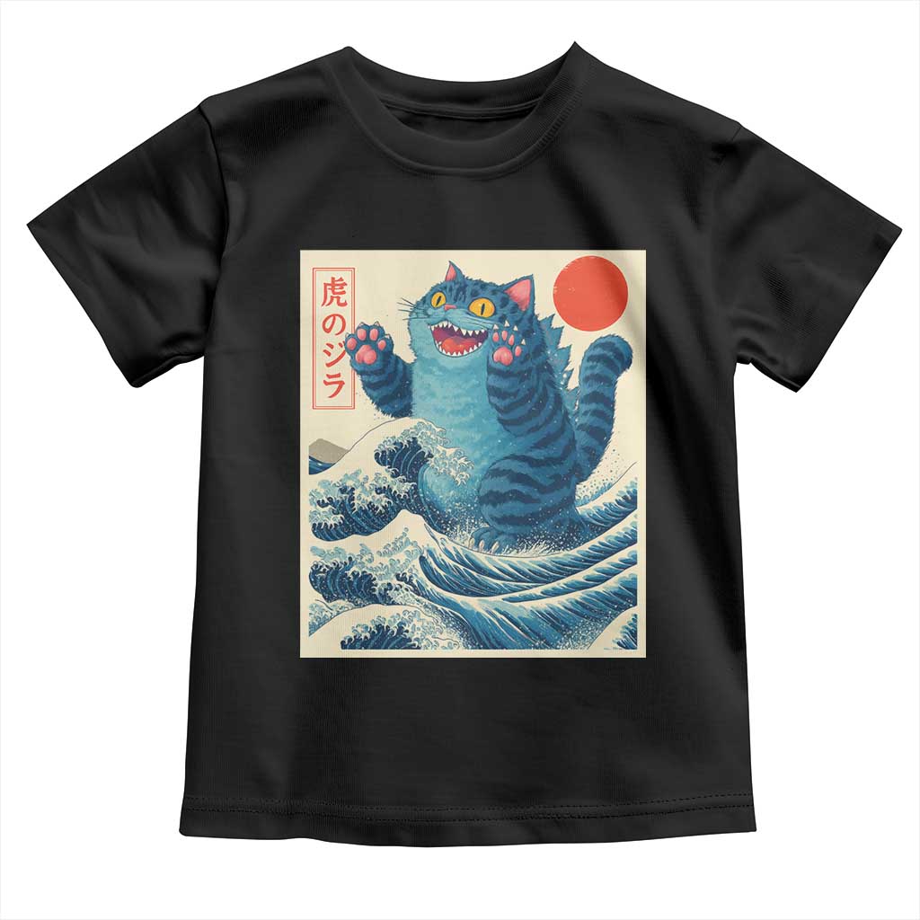 Blue Cat Giant Monster Japanese Art Toddler T Shirt Kawaii Demon Tiger Funny Kitty Dad Gifts TS10 Black Print Your Wear