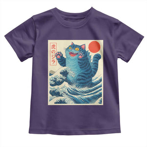 Blue Catzilla Cat Japanese Art Toddler T Shirt Kawaii Demon Tiger Funny Kitty Dad Gifts TS10 Purple Print Your Wear