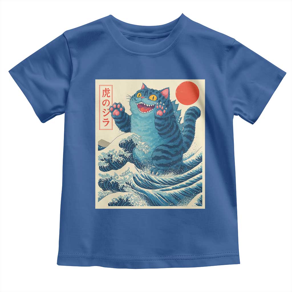 Blue Cat Giant Monster Japanese Art Toddler T Shirt Kawaii Demon Tiger Funny Kitty Dad Gifts TS10 Royal Blue Print Your Wear