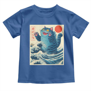 Blue Catzilla Cat Japanese Art Toddler T Shirt Kawaii Demon Tiger Funny Kitty Dad Gifts TS10 Royal Blue Print Your Wear