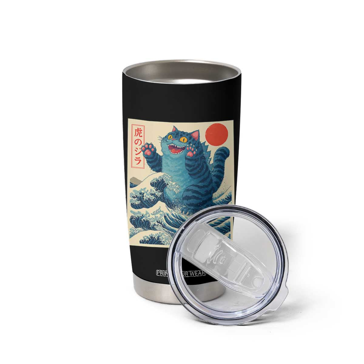 Blue Cat Giant Monster Japanese Art Tumbler Cup Kawaii Demon Tiger Funny Kitty Dad Gifts TS10 Print Your Wear