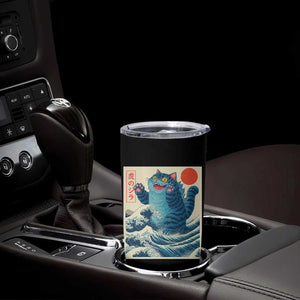 Blue Catzilla Cat Japanese Art Tumbler Cup Kawaii Demon Tiger Funny Kitty Dad Gifts TS10 Print Your Wear