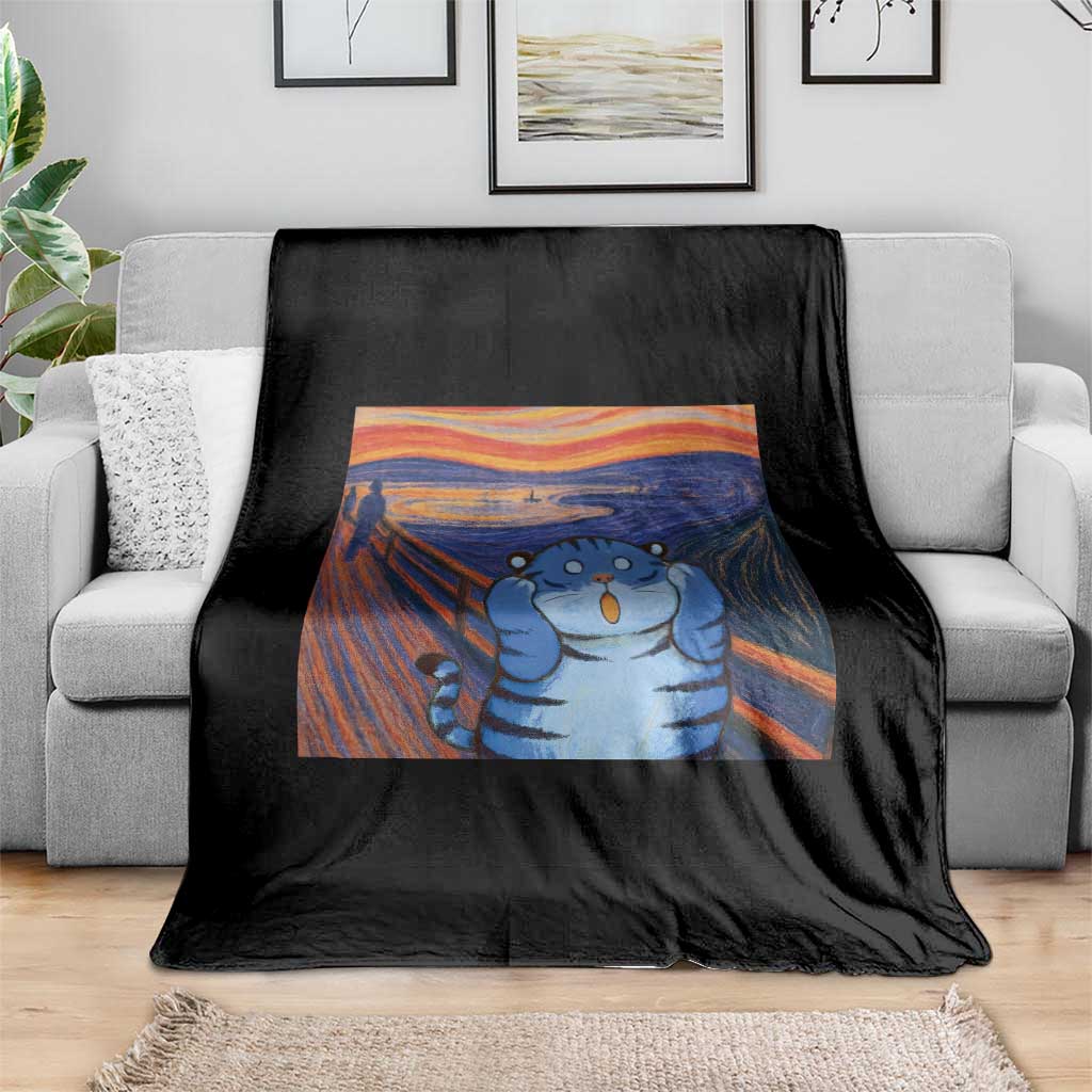 Blue Tiger Scream Throw Blanket Cute Animal Anime Demon Aesthetic Painting TS10 Print Your Wear