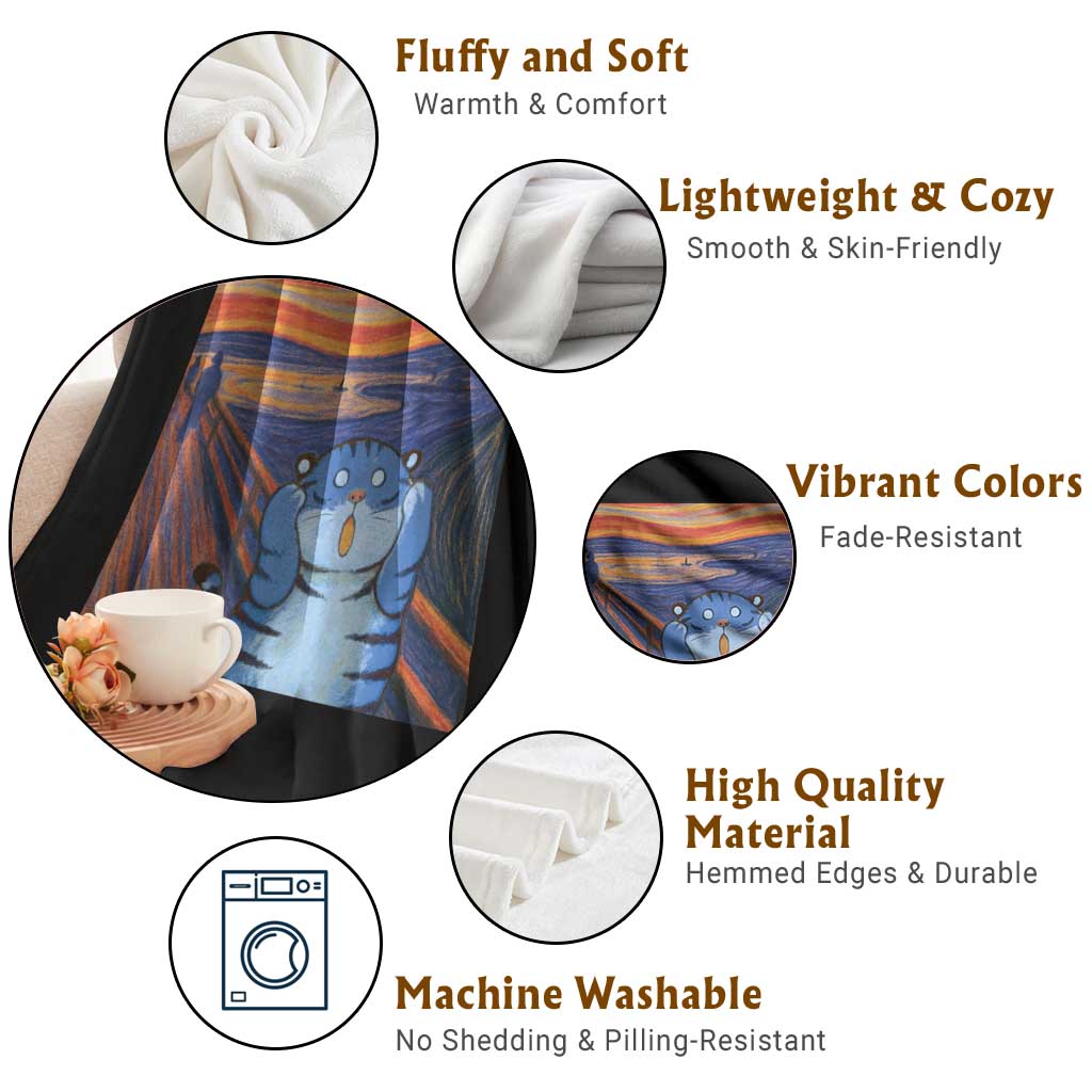 Blue Tiger Scream Throw Blanket Cute Animal Anime Demon Aesthetic Painting TS10 Print Your Wear