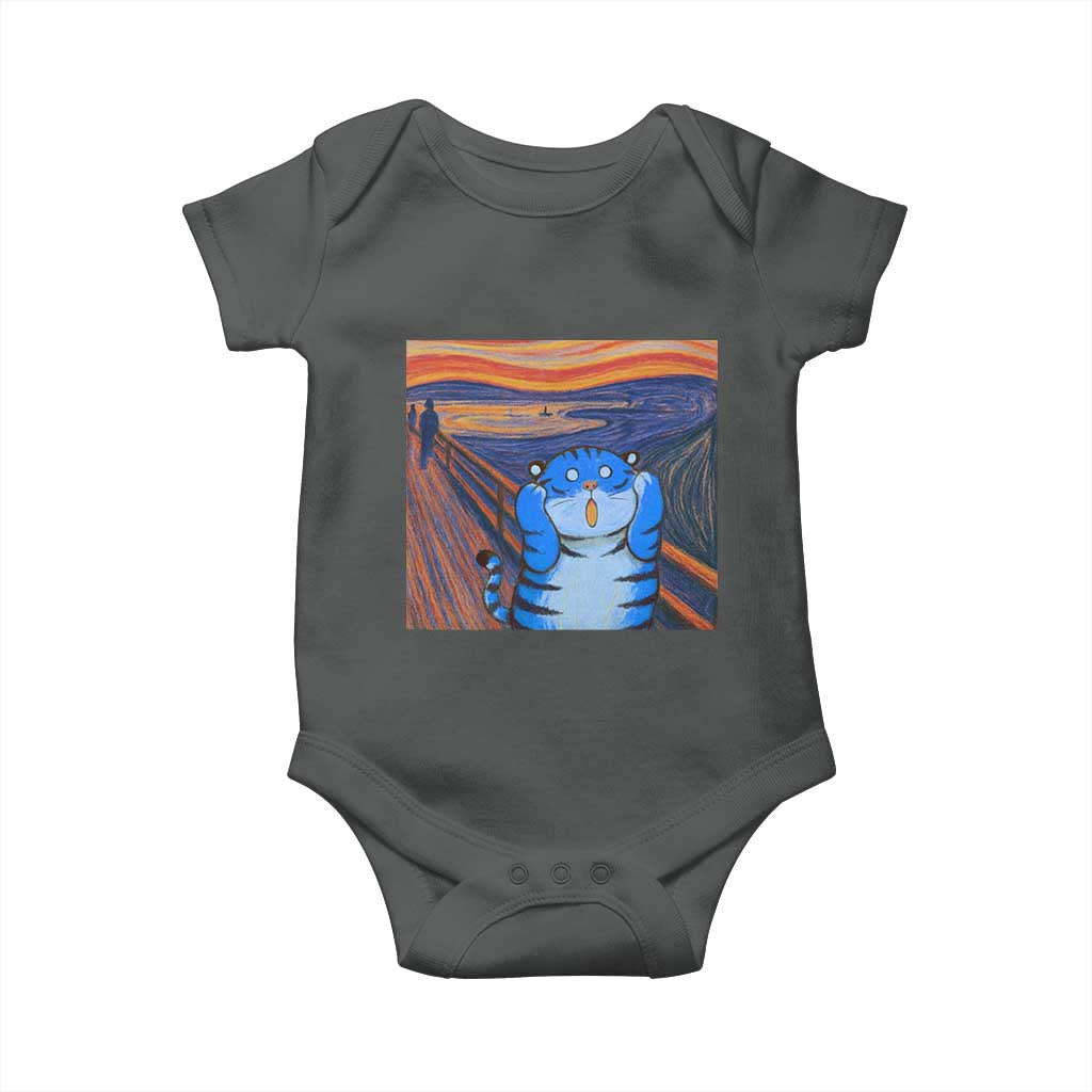 Blue Tiger Scream Baby Onesie Cute Animal Anime Demon Aesthetic Painting TS10 Dark Heather Print Your Wear