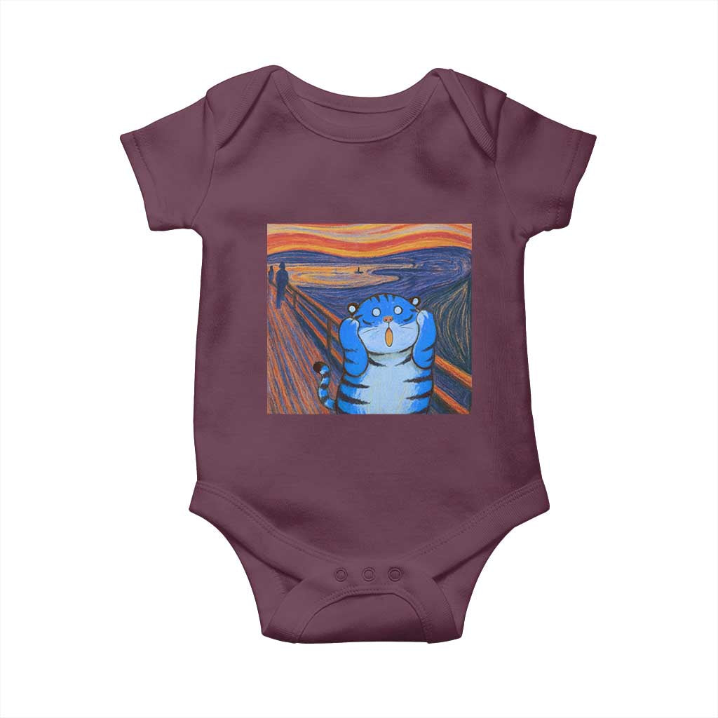 Blue Tiger Scream Baby Onesie Cute Animal Anime Demon Aesthetic Painting TS10 Maroon Print Your Wear