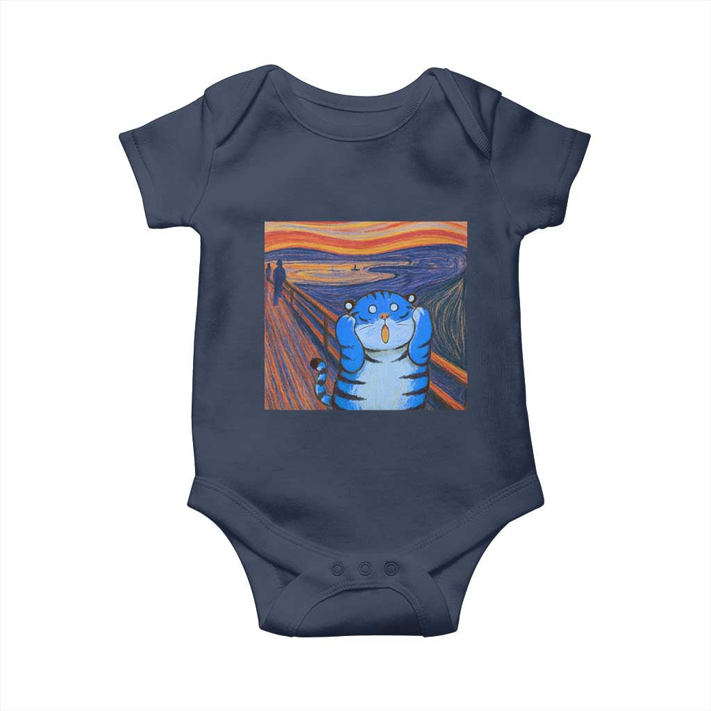 Blue Tiger Scream Baby Onesie Cute Animal Anime Demon Aesthetic Painting TS10 Navy Print Your Wear