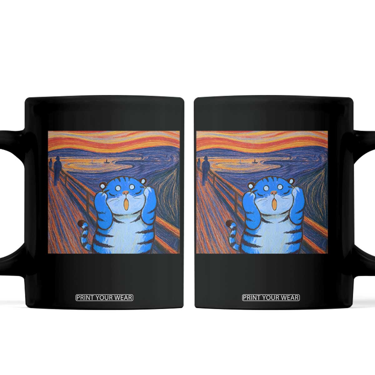 Blue Tiger Scream Coffee Mug Cute Animal Anime Demon Aesthetic Painting TS10 Black Print Your Wear