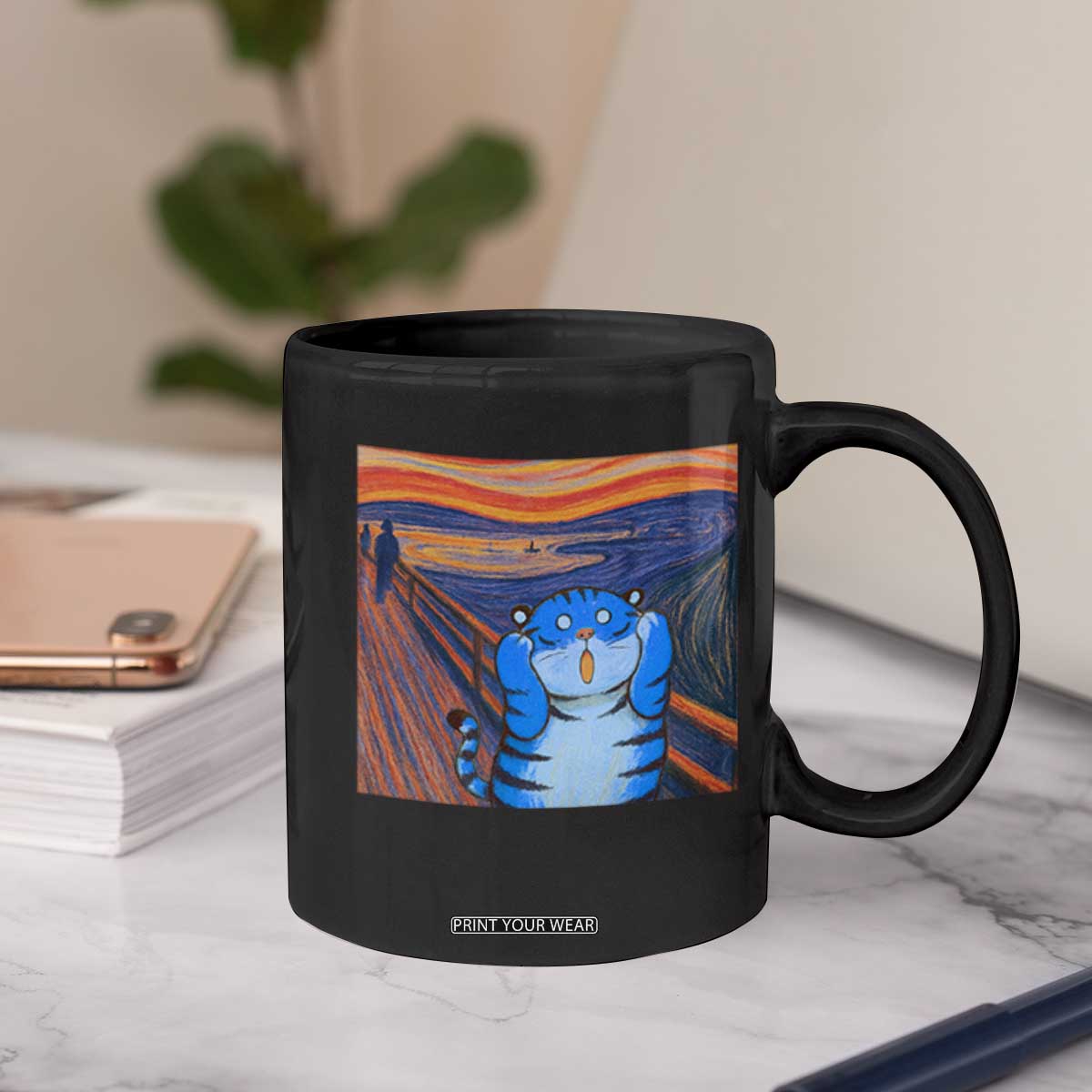 Blue Tiger Scream Coffee Mug Cute Animal Anime Demon Aesthetic Painting TS10 Print Your Wear