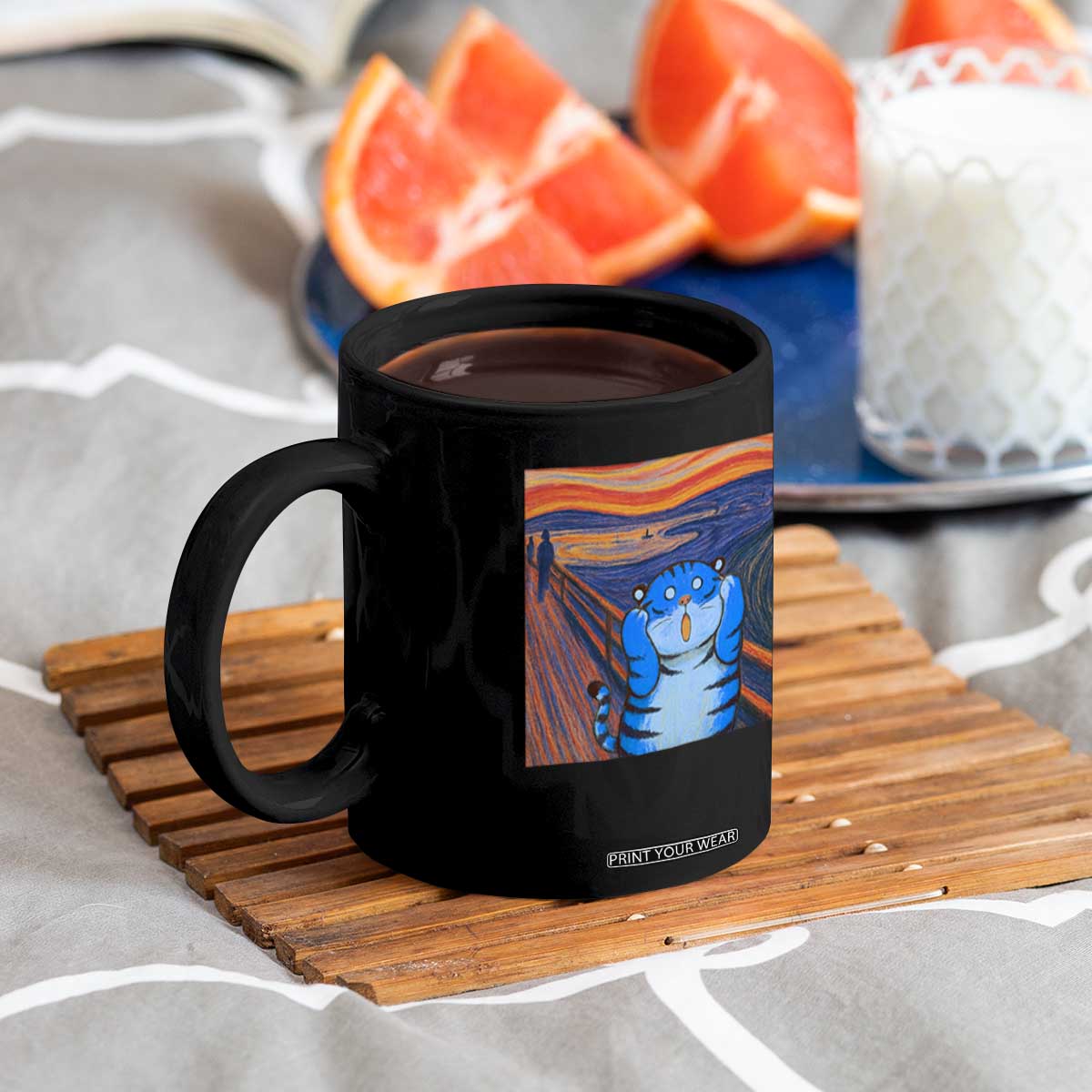 Blue Tiger Scream Coffee Mug Cute Animal Anime Demon Aesthetic Painting TS10 Print Your Wear