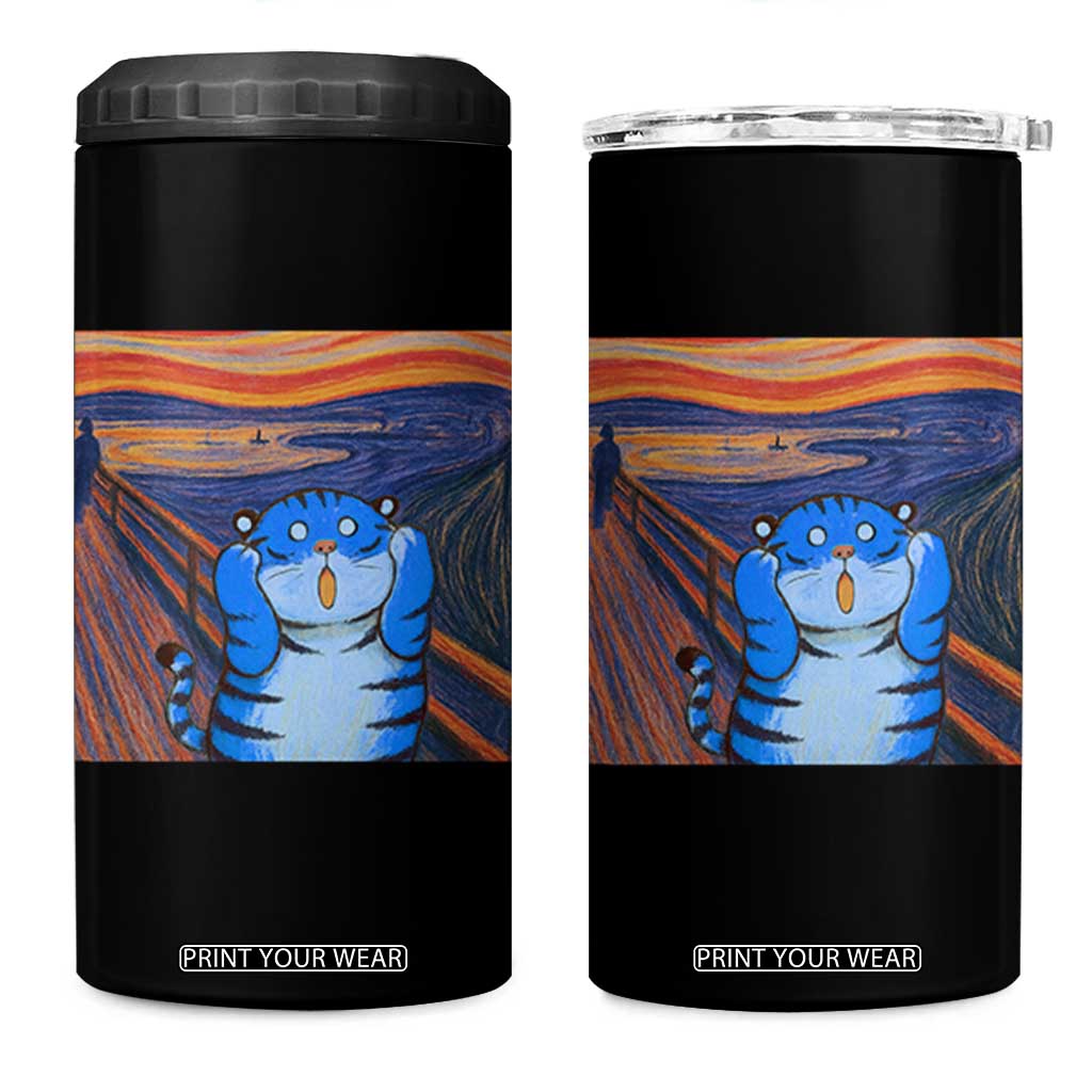 Blue Tiger Scream 4 in 1 Can Cooler Tumbler Cute Animal Anime Demon Aesthetic Painting TS10 One Size: 16 oz Black Print Your Wear