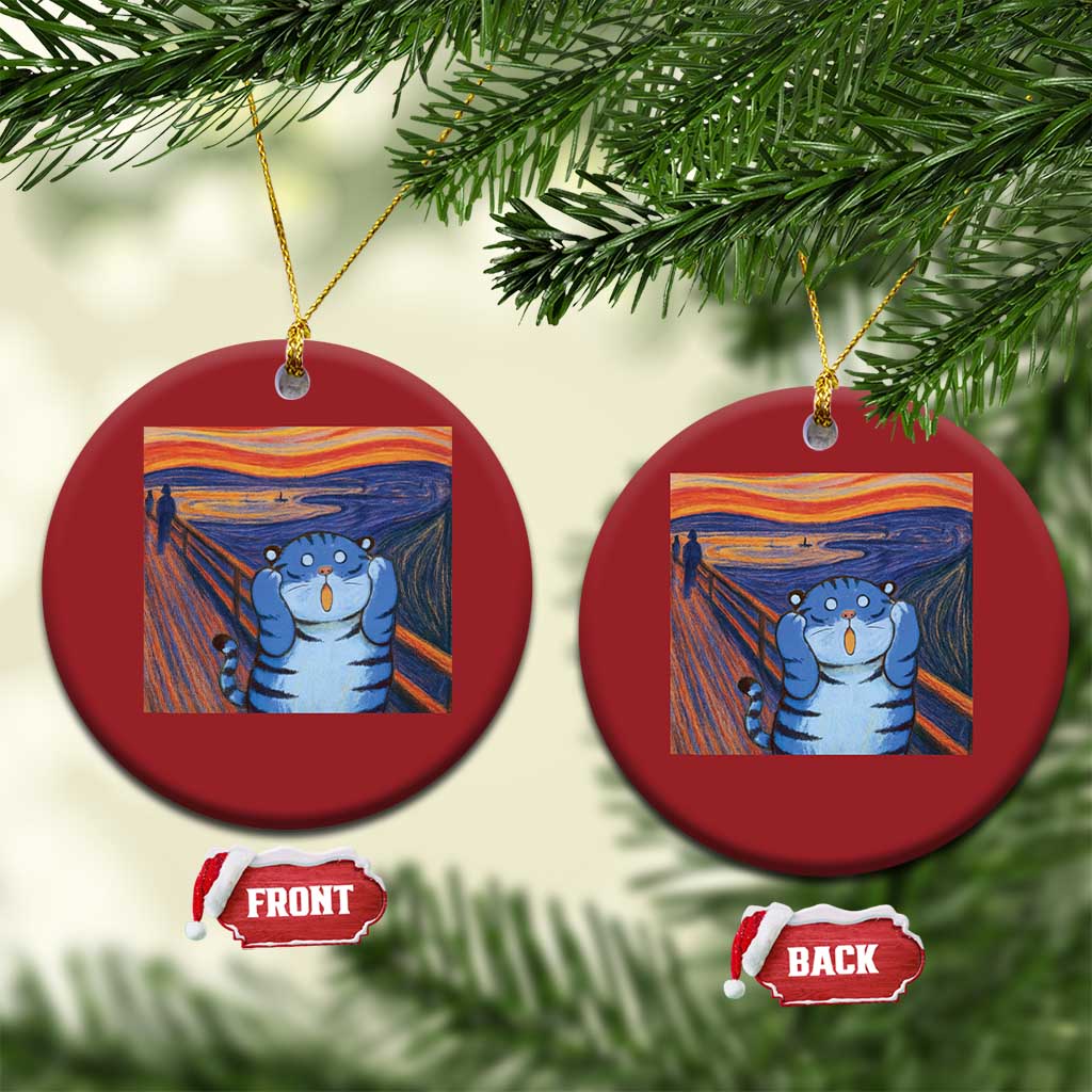 Blue Tiger Scream Christmas Ornament Cute Animal Anime Demon Aesthetic Painting TS10 Circle Red Print Your Wear