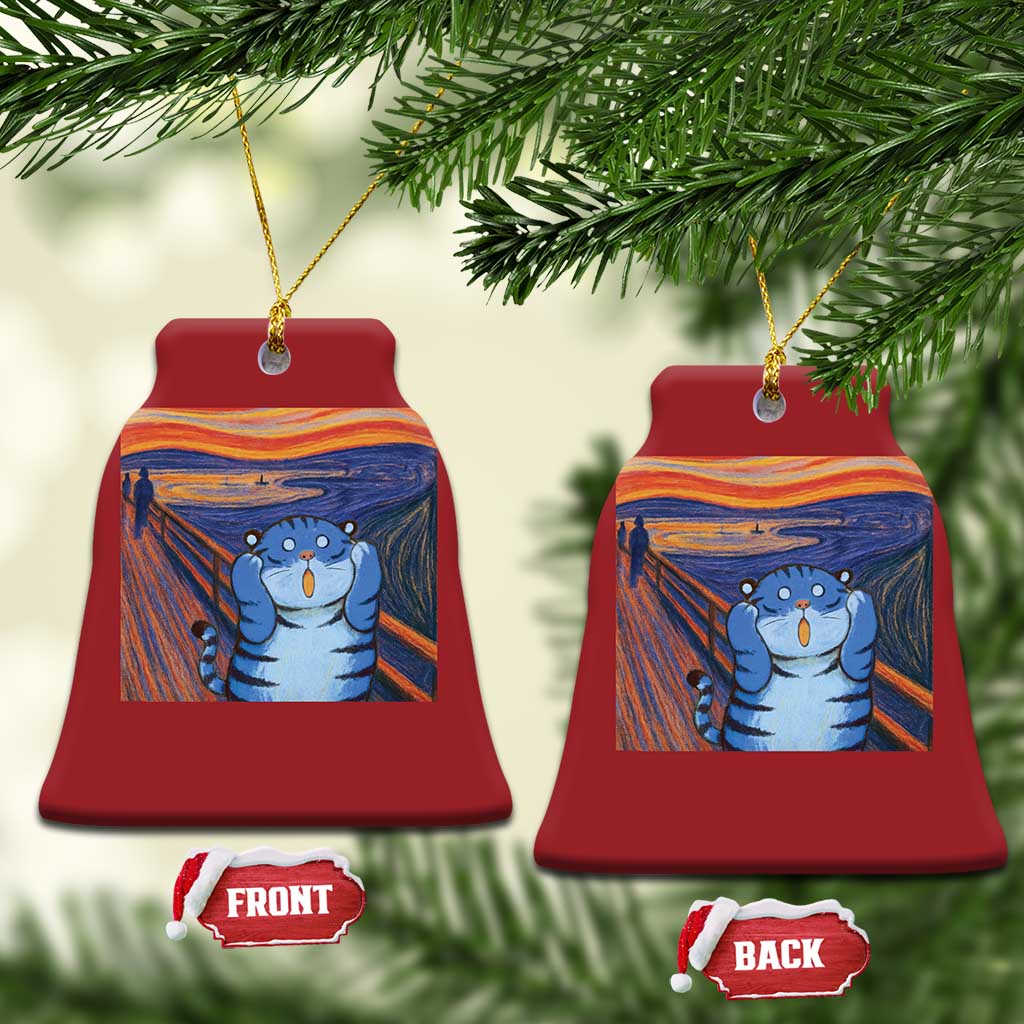 Blue Tiger Scream Christmas Ornament Cute Animal Anime Demon Aesthetic Painting TS10 Bell Flake Red Print Your Wear