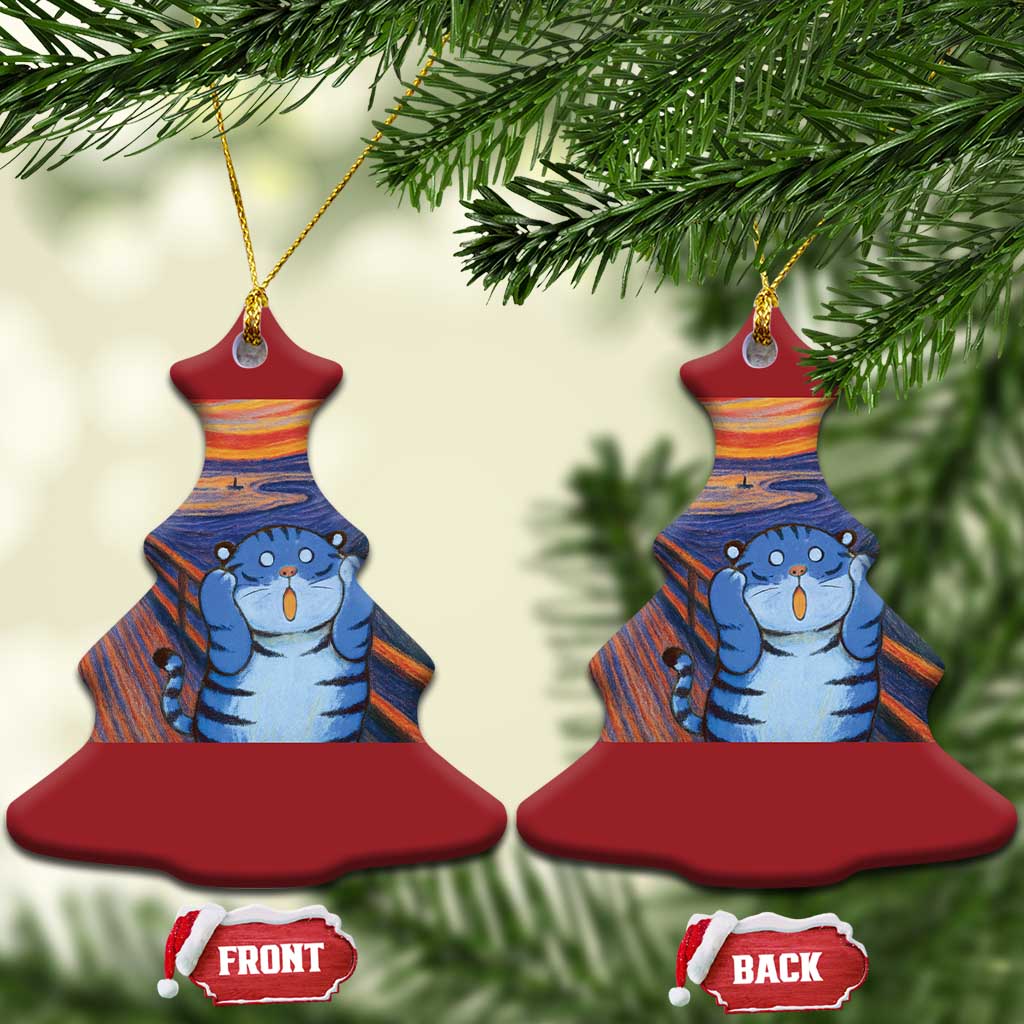 Blue Tiger Scream Christmas Ornament Cute Animal Anime Demon Aesthetic Painting TS10 Christmas Tree Red Print Your Wear