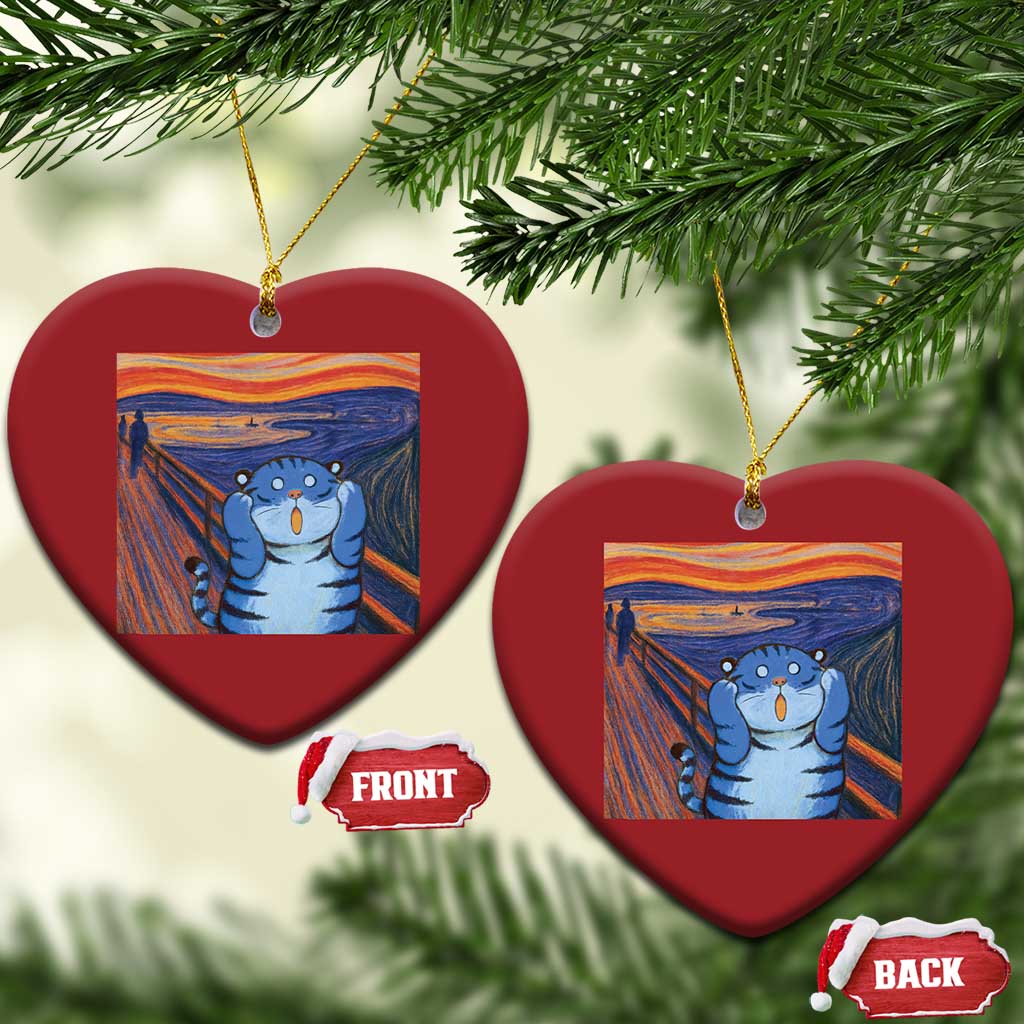 Blue Tiger Scream Christmas Ornament Cute Animal Anime Demon Aesthetic Painting TS10 Heart Red Print Your Wear