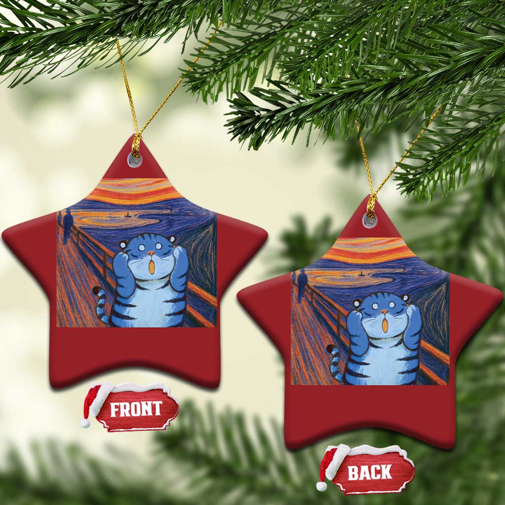 Blue Tiger Scream Christmas Ornament Cute Animal Anime Demon Aesthetic Painting TS10 Star Red Print Your Wear