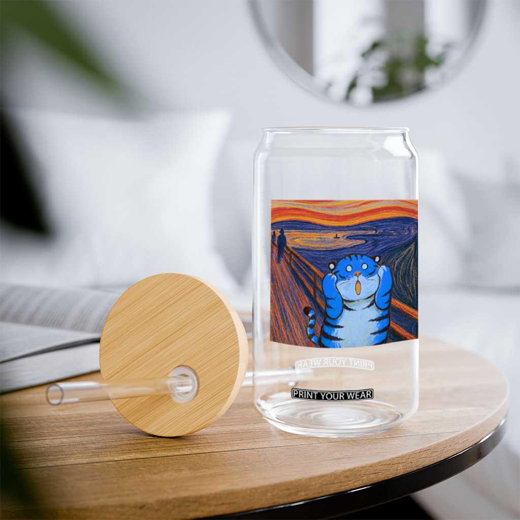 Blue Tiger Scream Glass Can Cute Animal Anime Demon Aesthetic Painting TS10 Print Your Wear