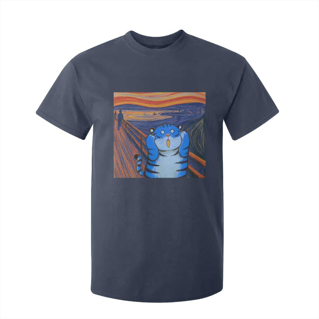 Blue Tiger Scream T Shirt For Kid Cute Animal Anime Demon Aesthetic Painting TS10 Navy Print Your Wear
