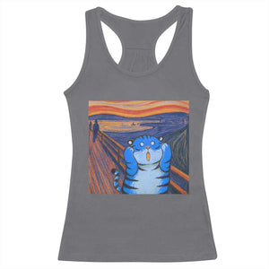 Blue Tiger Scream Racerback Tank Top Cute Animal Anime Demon Aesthetic Painting TS10 Charcoal Print Your Wear