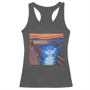 Blue Tiger Scream Racerback Tank Top Cute Animal Anime Demon Aesthetic Painting TS10 Dark Heather Print Your Wear