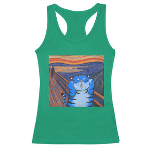 Blue Tiger Scream Racerback Tank Top Cute Animal Anime Demon Aesthetic Painting TS10 Irish Green Print Your Wear