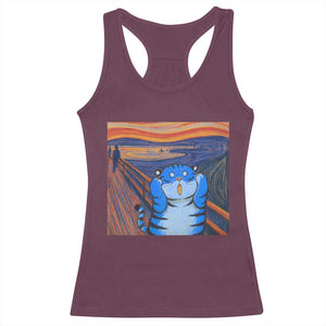 Blue Tiger Scream Racerback Tank Top Cute Animal Anime Demon Aesthetic Painting TS10 Maroon Print Your Wear