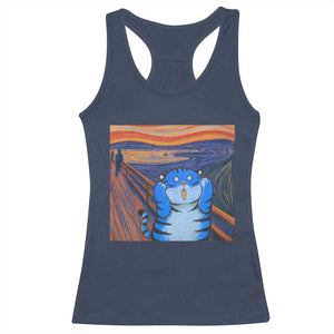 Blue Tiger Scream Racerback Tank Top Cute Animal Anime Demon Aesthetic Painting TS10 Navy Print Your Wear