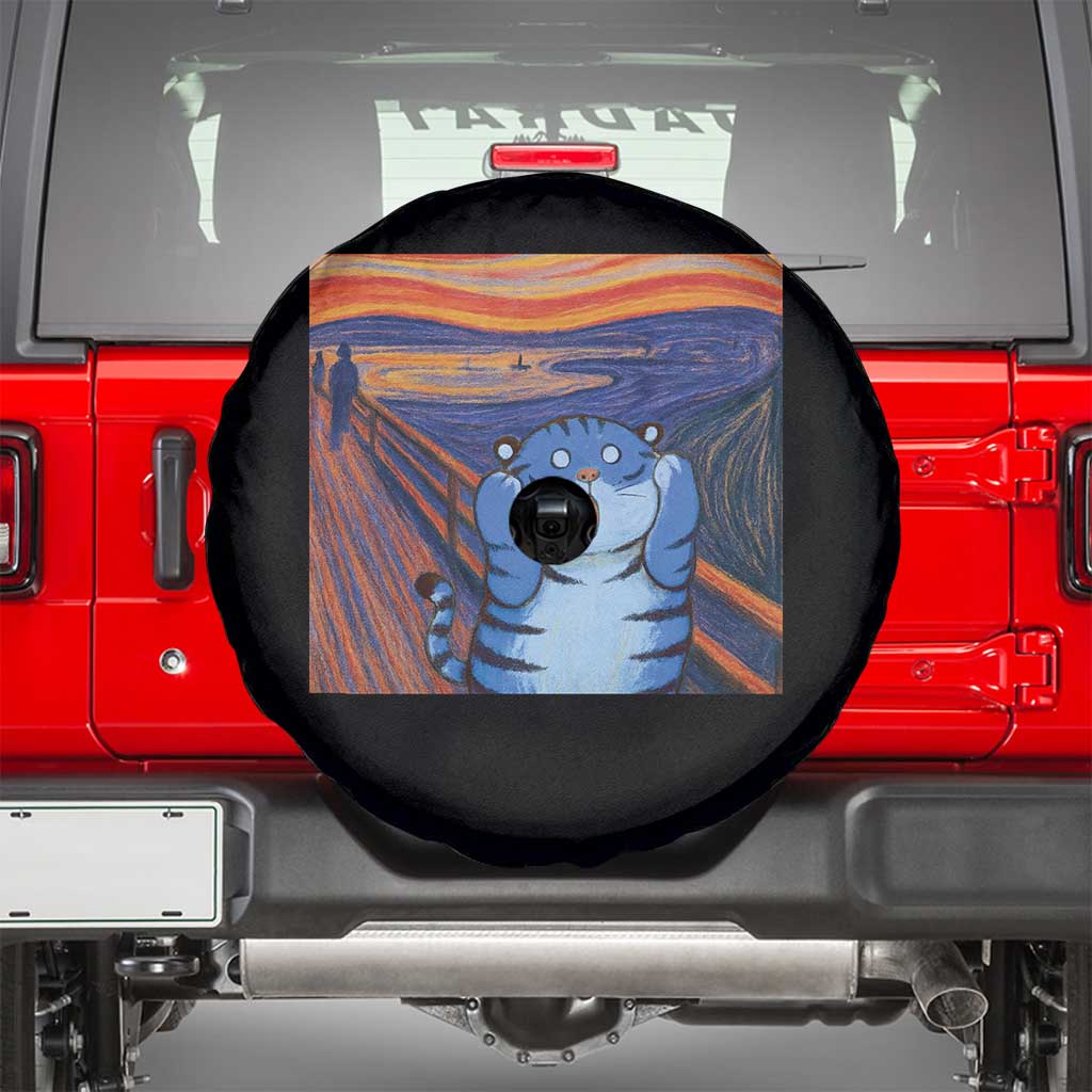 Blue Tiger Scream Spare Tire Cover Cute Animal Anime Demon Aesthetic Painting TS10 Black Print Your Wear