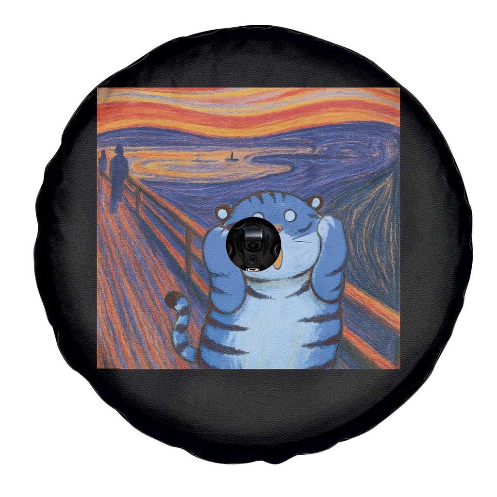 Blue Tiger Scream Spare Tire Cover Cute Animal Anime Demon Aesthetic Painting TS10 Print Your Wear