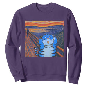 Blue Tiger Scream Sweatshirt Cute Animal Anime Demon Aesthetic Painting TS10 Purple Print Your Wear