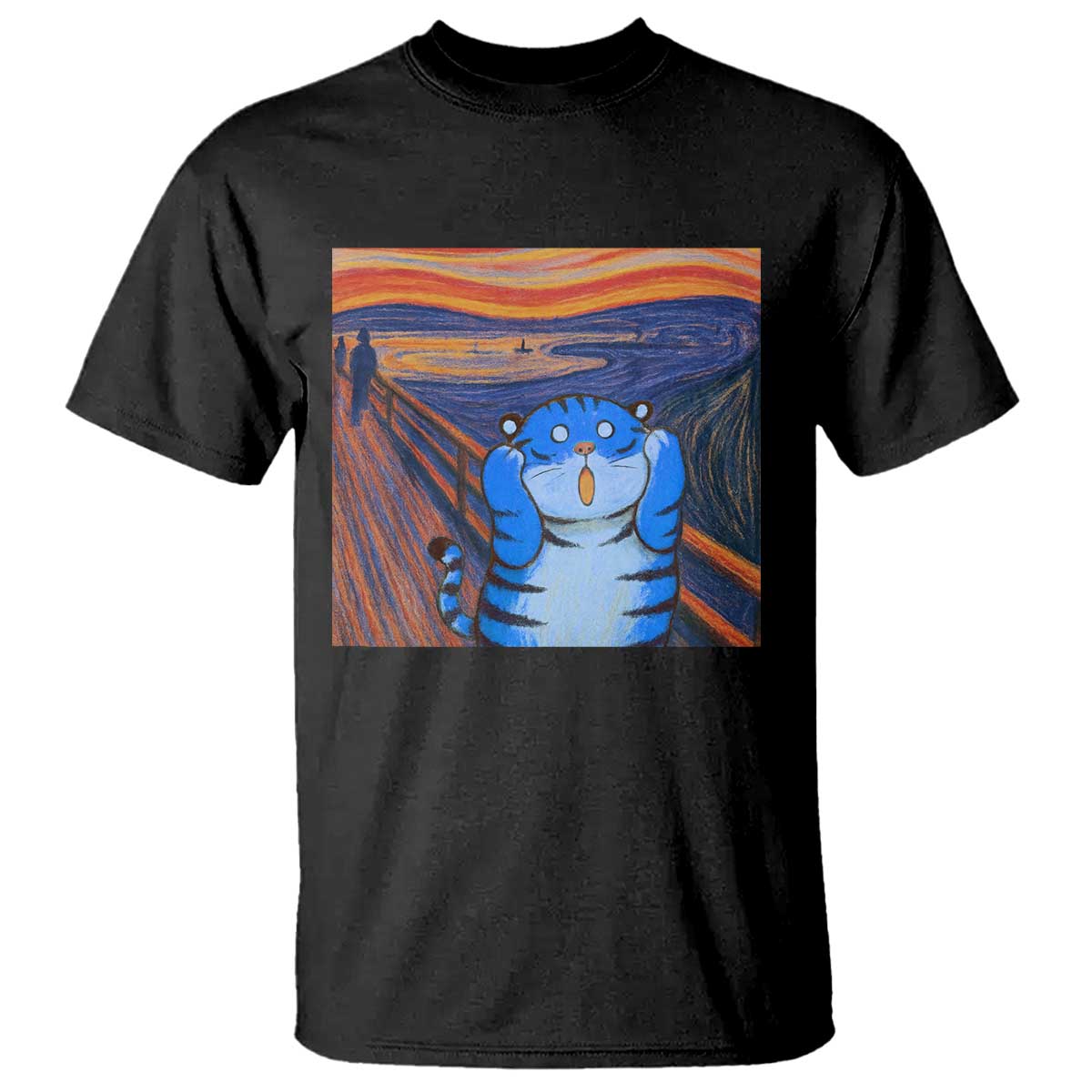 Blue Tiger Scream T Shirt Cute Animal Anime Demon Aesthetic Painting TS10 Black Print Your Wear