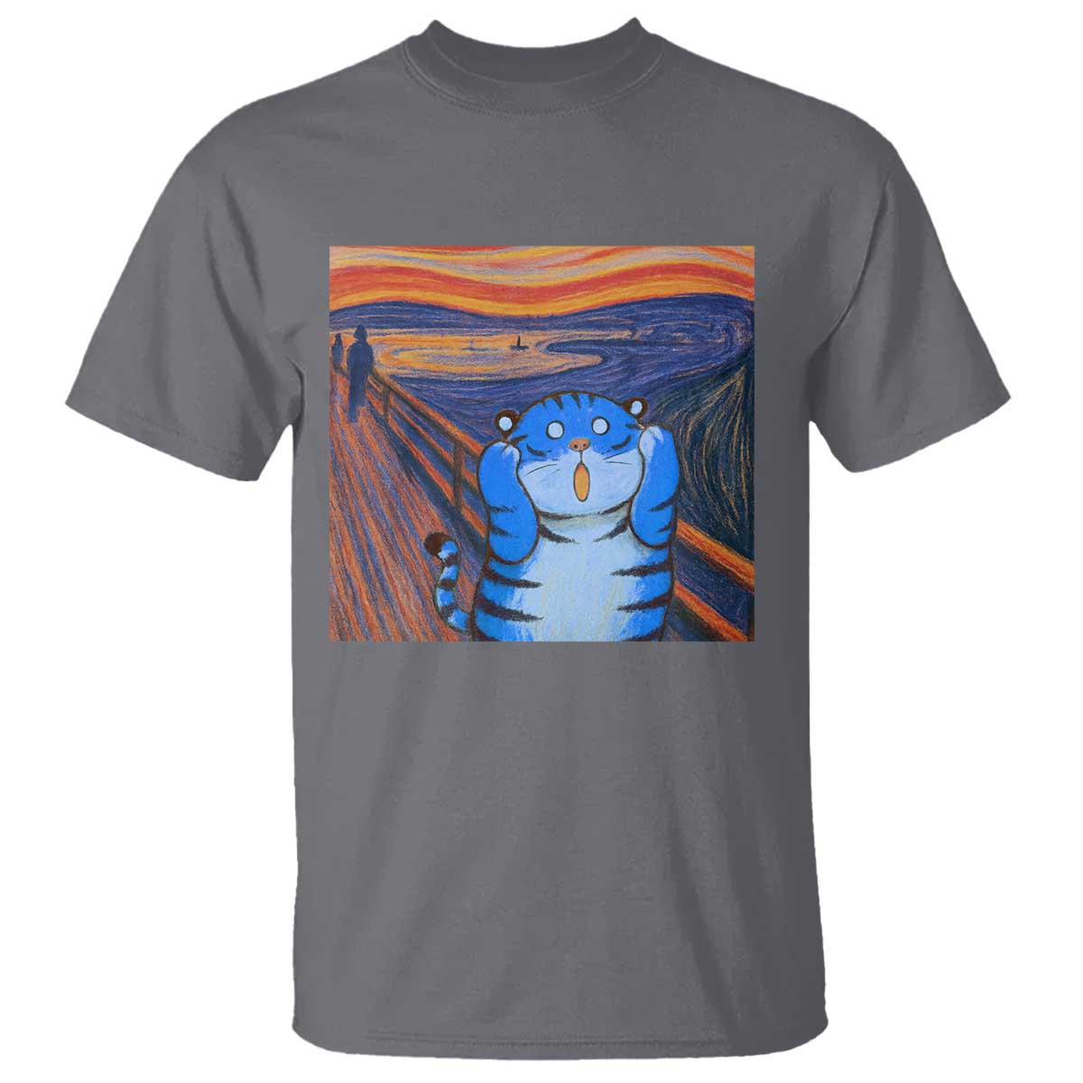 Blue Tiger Scream T Shirt Cute Animal Anime Demon Aesthetic Painting TS10 Charcoal Print Your Wear