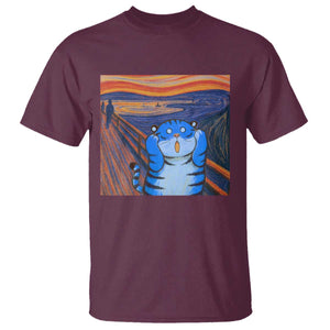Blue Tiger Scream T Shirt Cute Animal Anime Demon Aesthetic Painting TS10 Maroon Print Your Wear