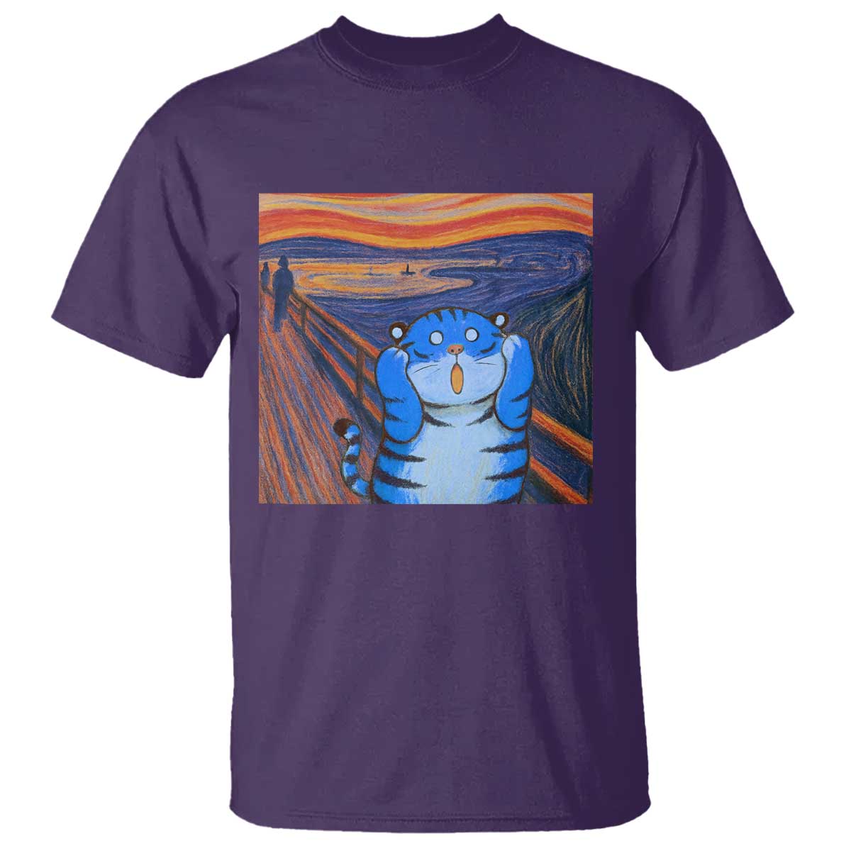 Blue Tiger Scream T Shirt Cute Animal Anime Demon Aesthetic Painting TS10 Purple Print Your Wear
