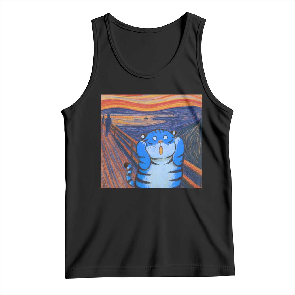 Blue Tiger Scream Tank Top Cute Animal Anime Demon Aesthetic Painting TS10 Black Print Your Wear