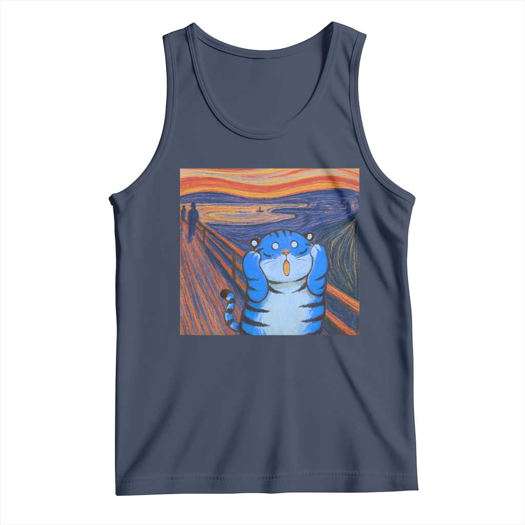 Blue Tiger Scream Tank Top Cute Animal Anime Demon Aesthetic Painting TS10 Navy Print Your Wear