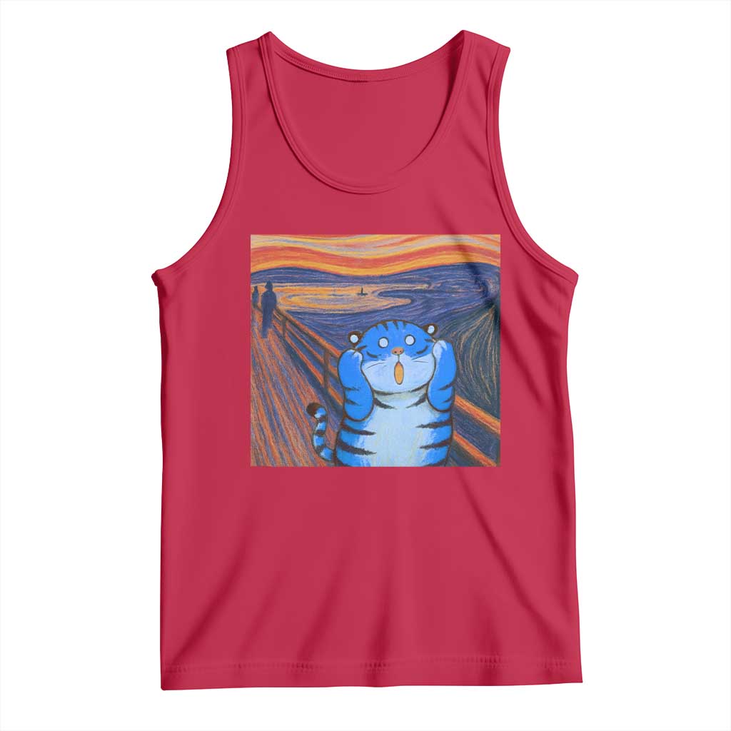 Blue Tiger Scream Tank Top Cute Animal Anime Demon Aesthetic Painting TS10 Red Print Your Wear