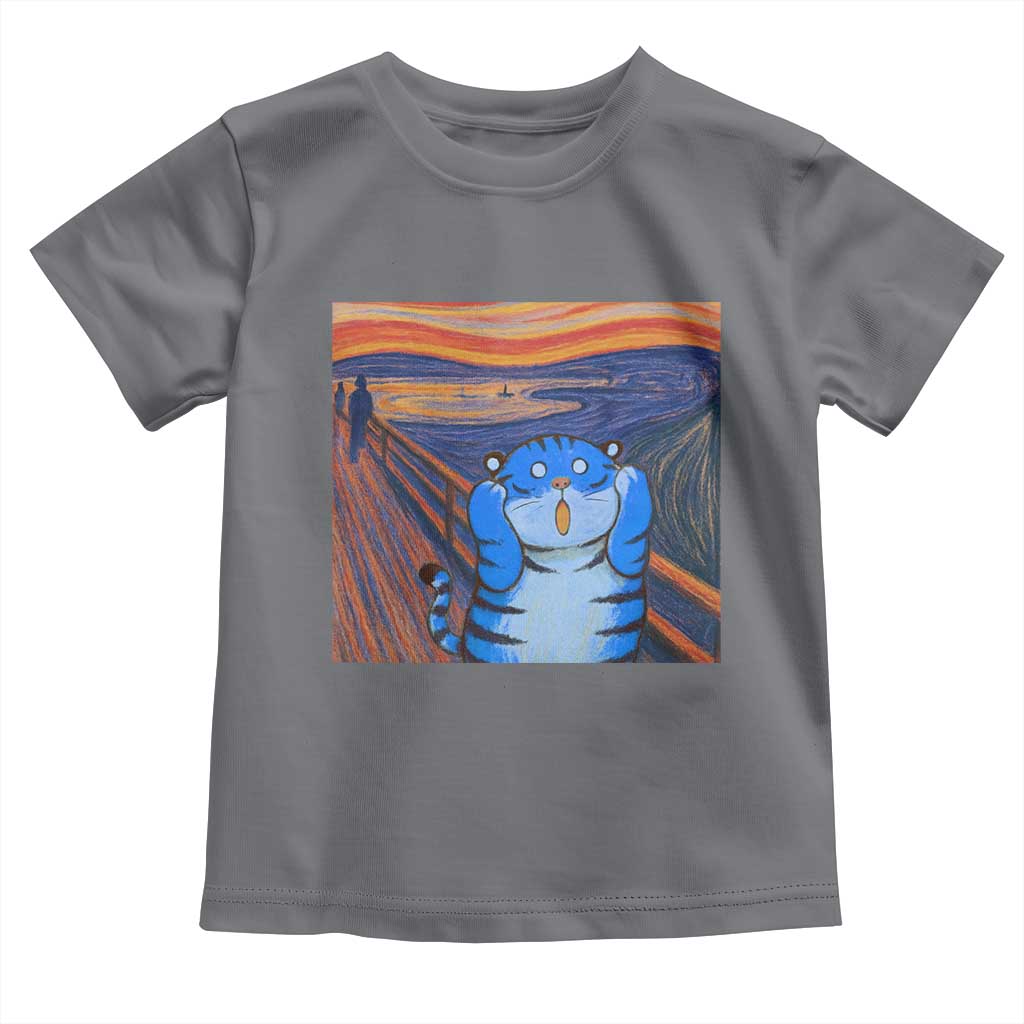 Blue Tiger Scream Toddler T Shirt Cute Animal Anime Demon Aesthetic Painting TS10 Charcoal Print Your Wear